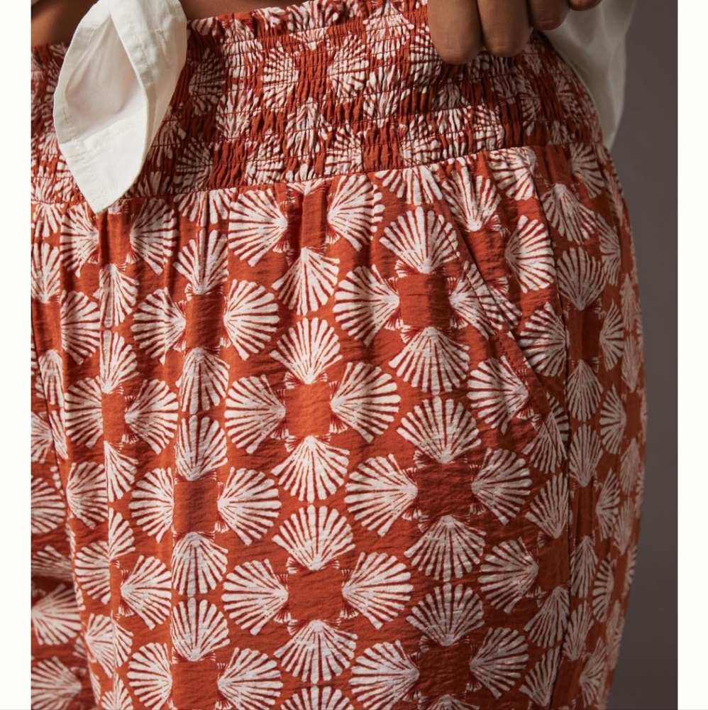Maeve Anthropologie Seashell Printed Wide-Leg Pants Medium - Picture 8 of 15